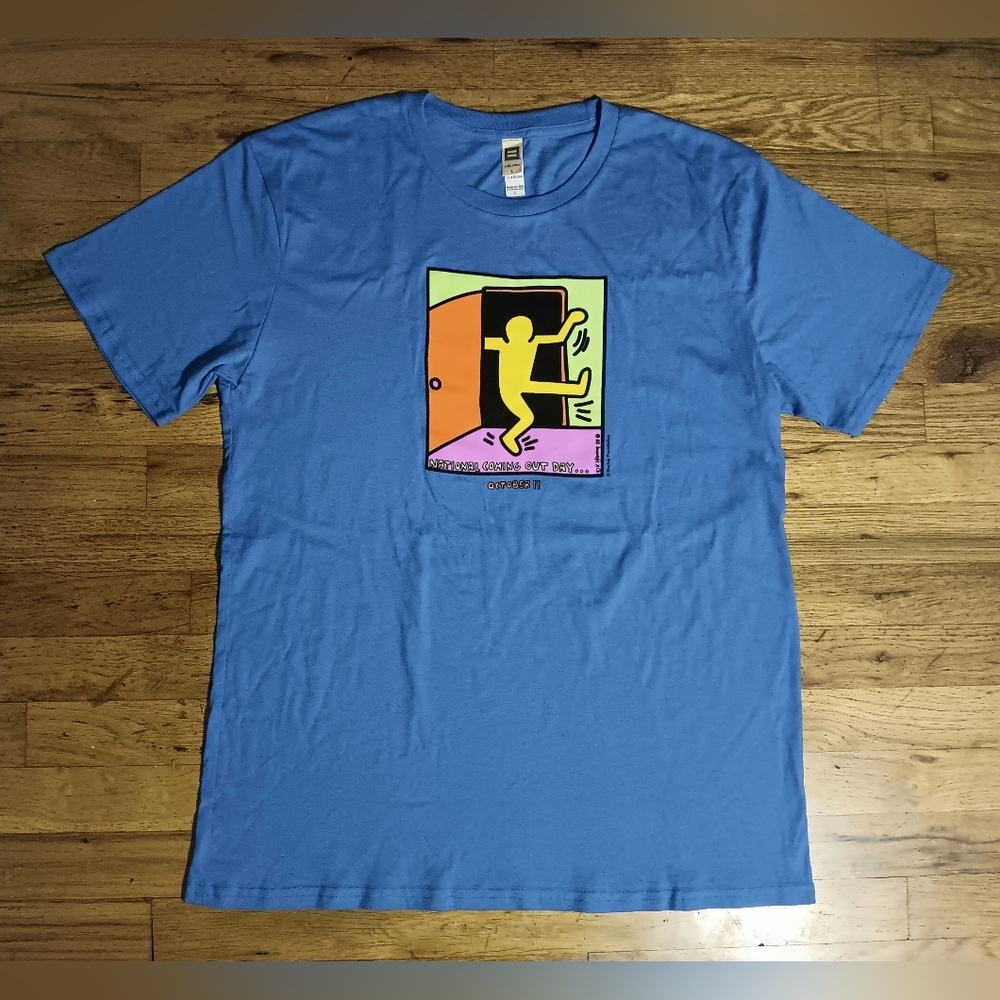 Keith Haring National Coming Out Day t-shirt NEW Human Rights Campaign Tag